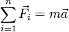\sum_{i=1}^n \vec {F_i}=m \vec {a}