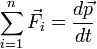 \sum_{i=1}^n \vec{F_i} = \frac{d\vec{p}}{dt}